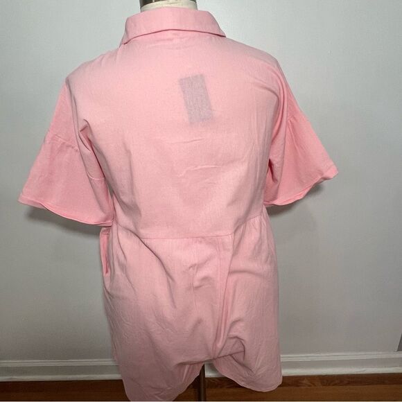 NWT Deepself Boutique Pink Button Front Linen‎ Romper/Shortie -- 2XL - Picture 9 of 12